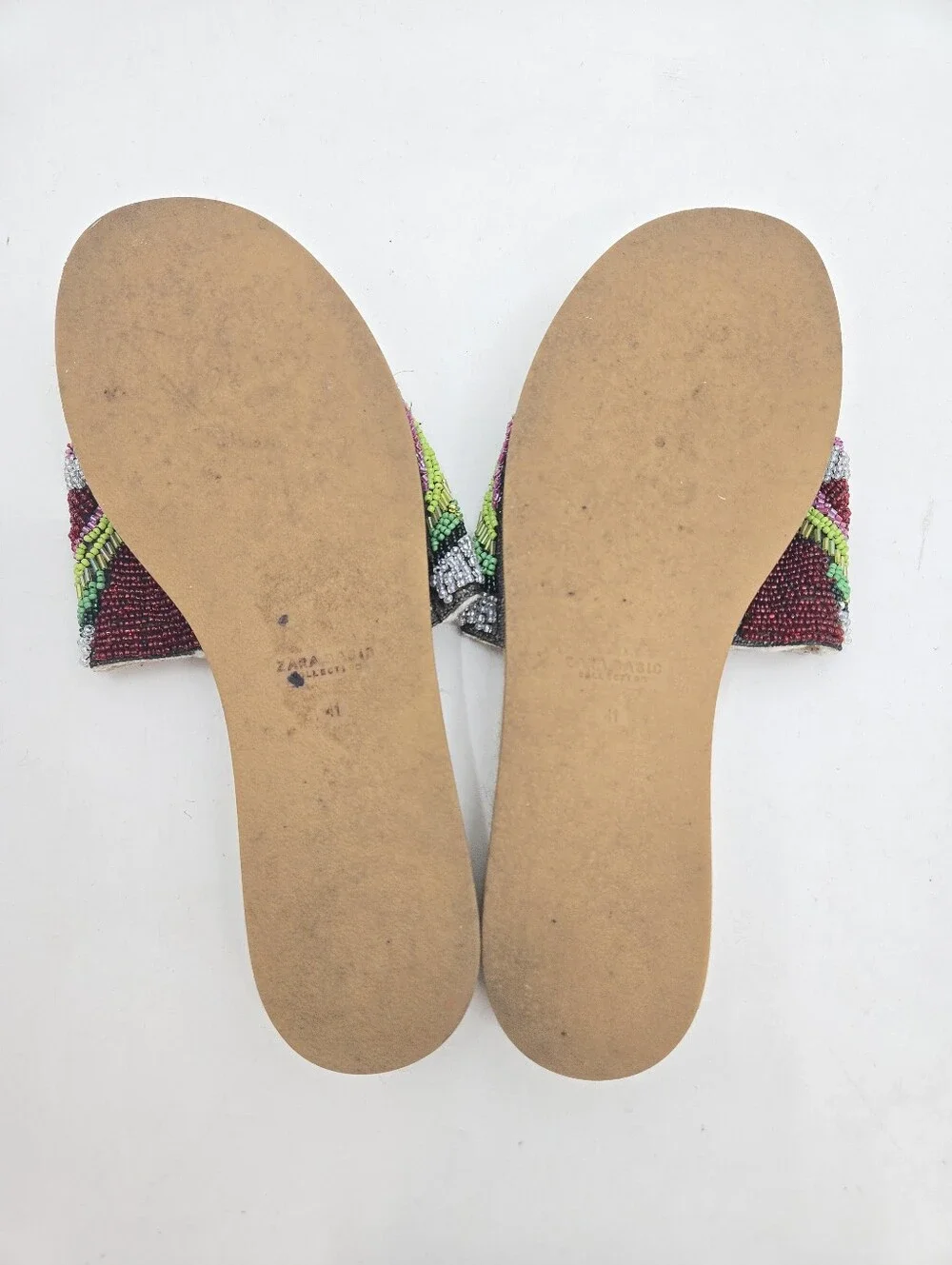 Zara Beaded Multicolor Slide Sandals Espadrille Woven Sole - Picture 11 of 14